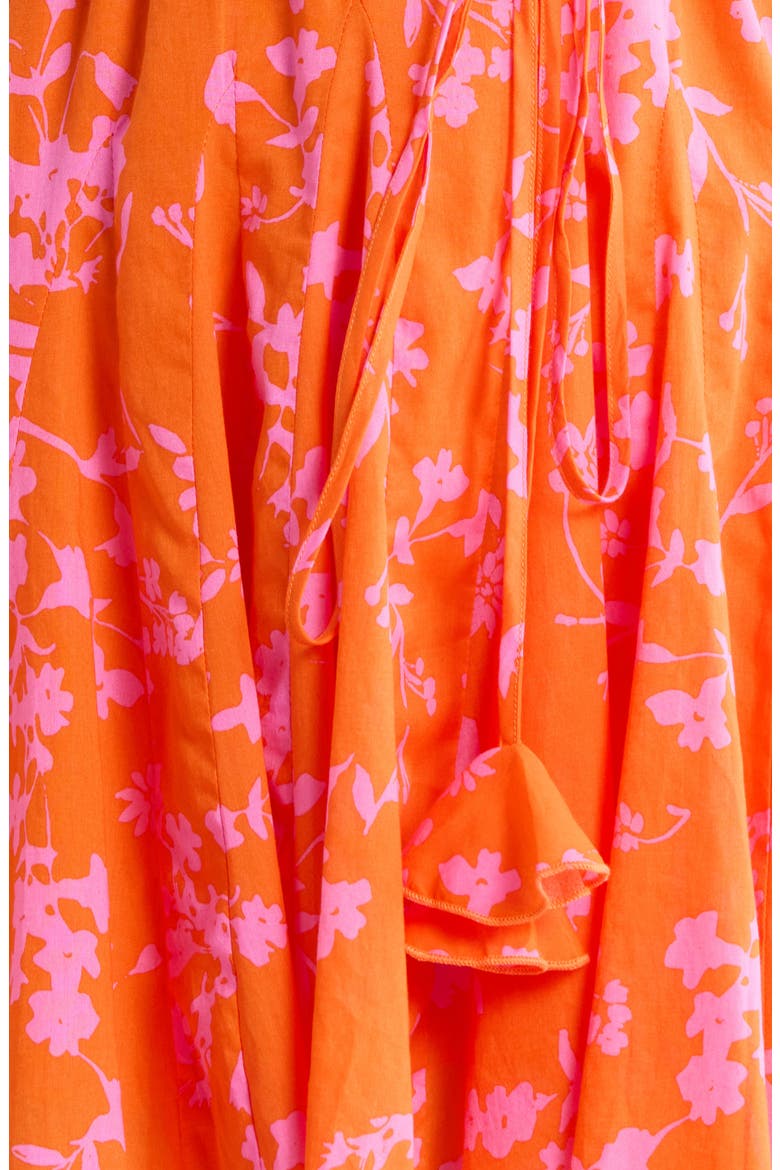 Delilah Floral Godet Pleat Cotton Minidress