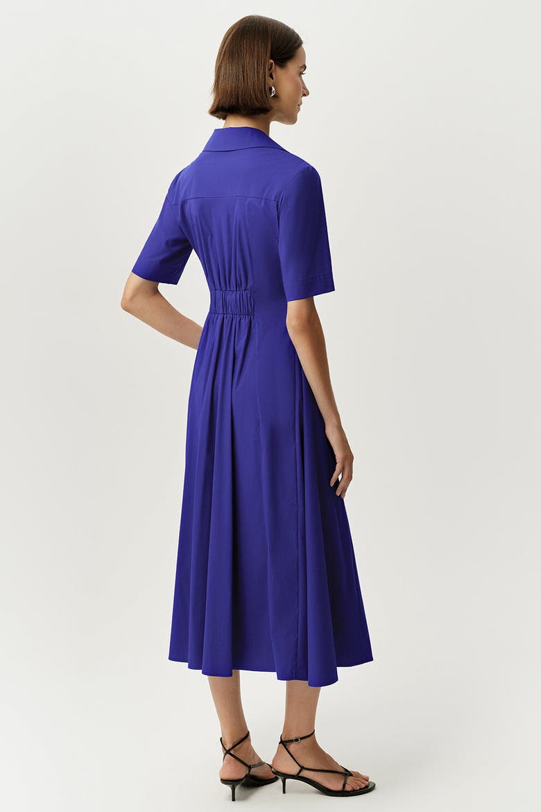 Alhertine Short Sleeve Shirt Collar Midi Dress
