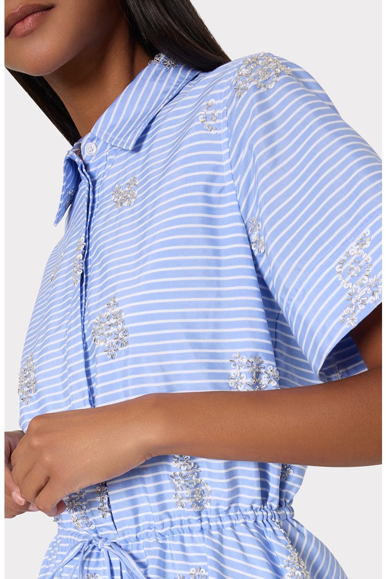 Willa Stripe Sequin Embellished Button-Up Minidress