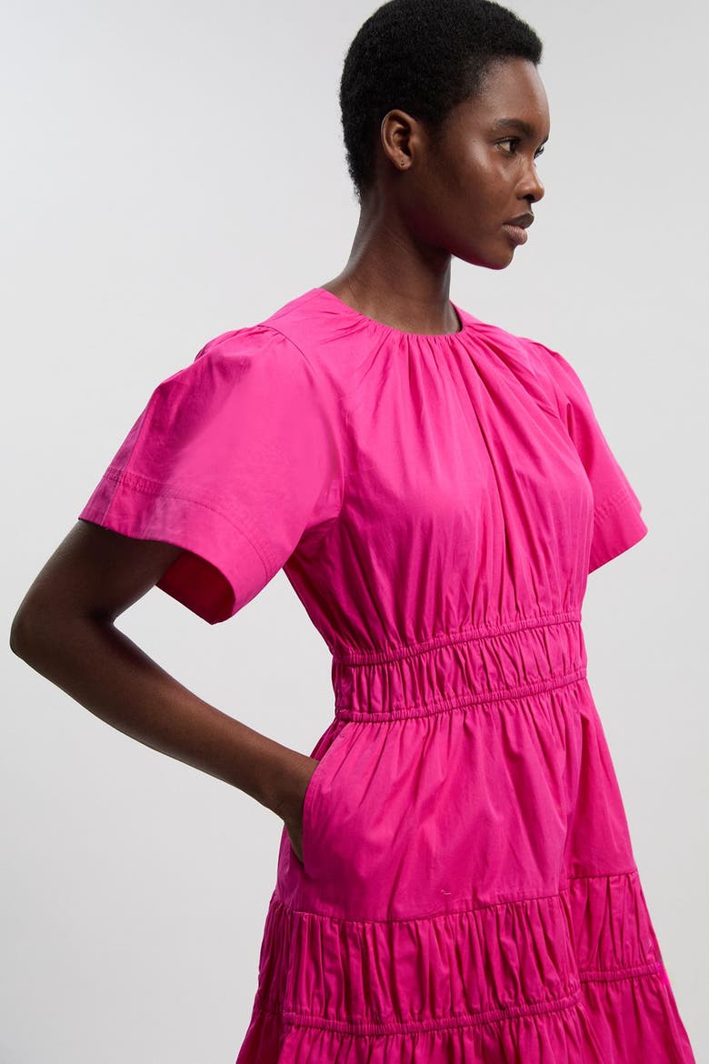Shirred Tiered Mini Dress