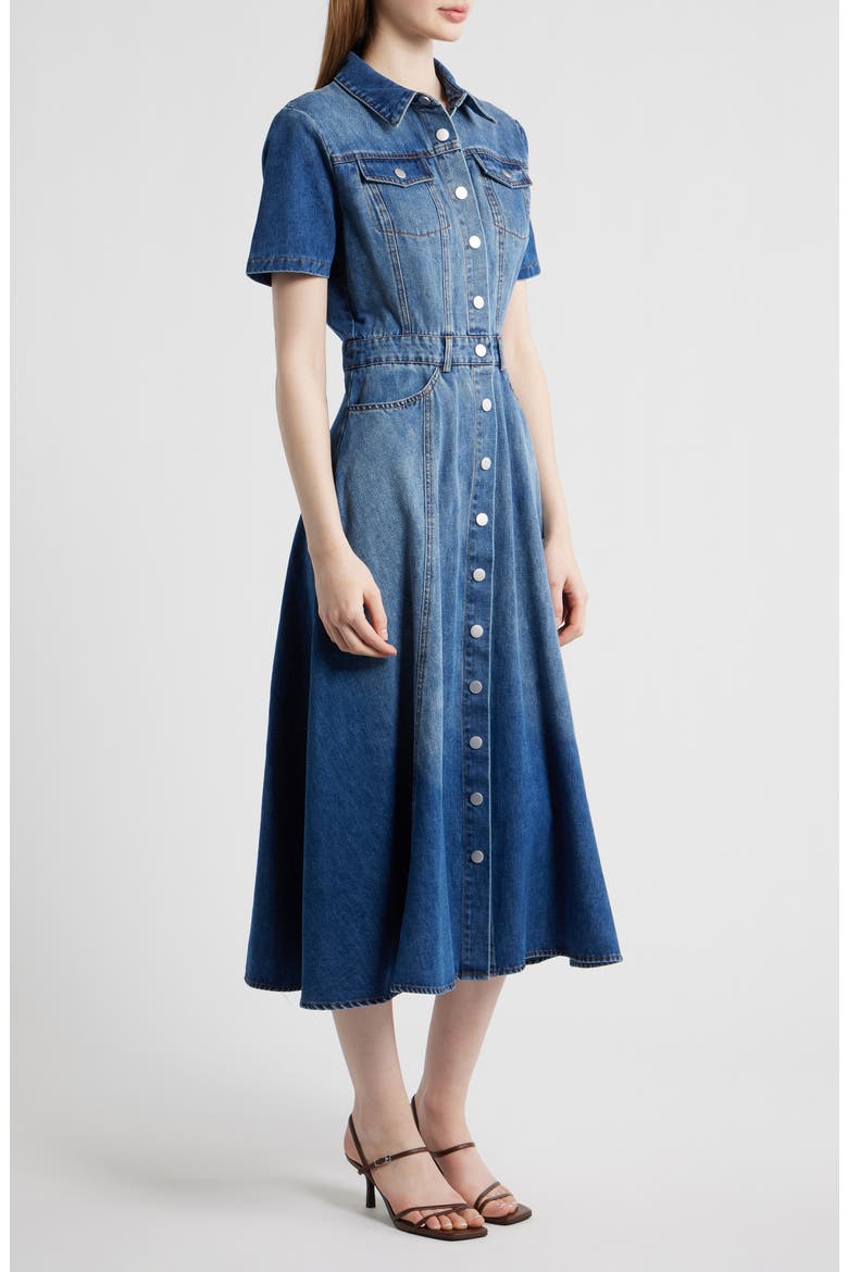 Cotton Blend Denim Midi Shirtdress