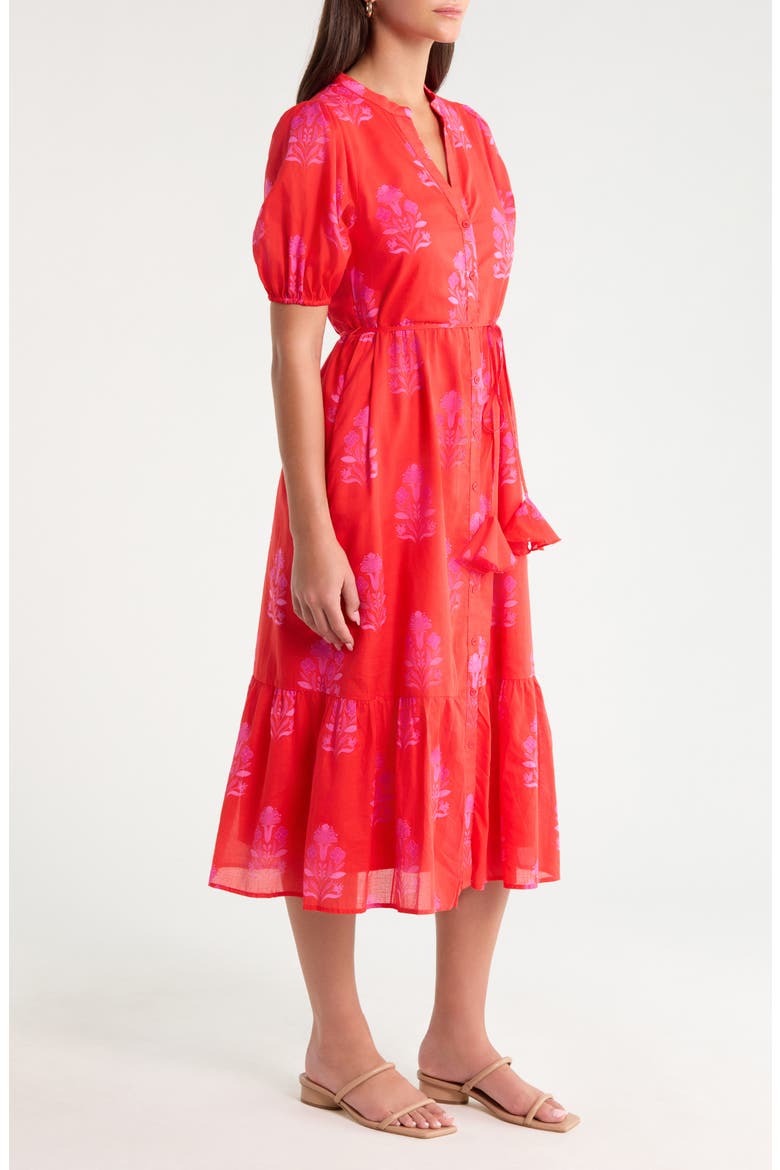 Floral Beth Button-Up Cotton Midi Dress
