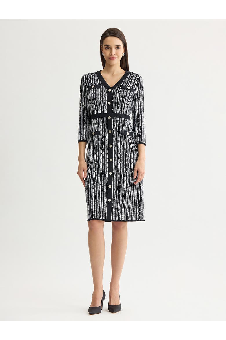 Vertical Stitch Knit Sheath Dress