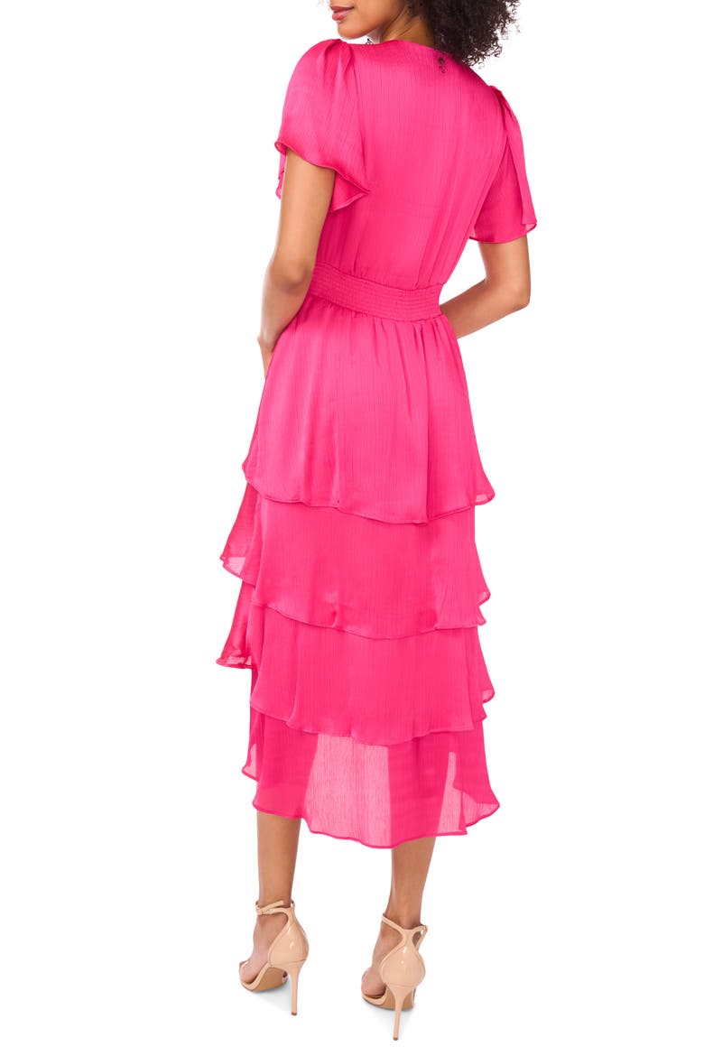 Flutter Sleeve Tiered Midi Dress