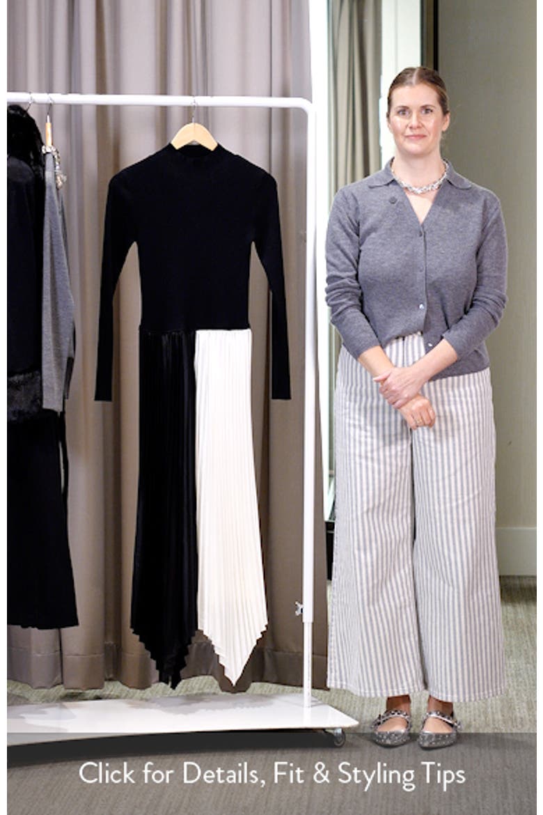 The Elsa Long Sleeve Mixed Media Midi Dress