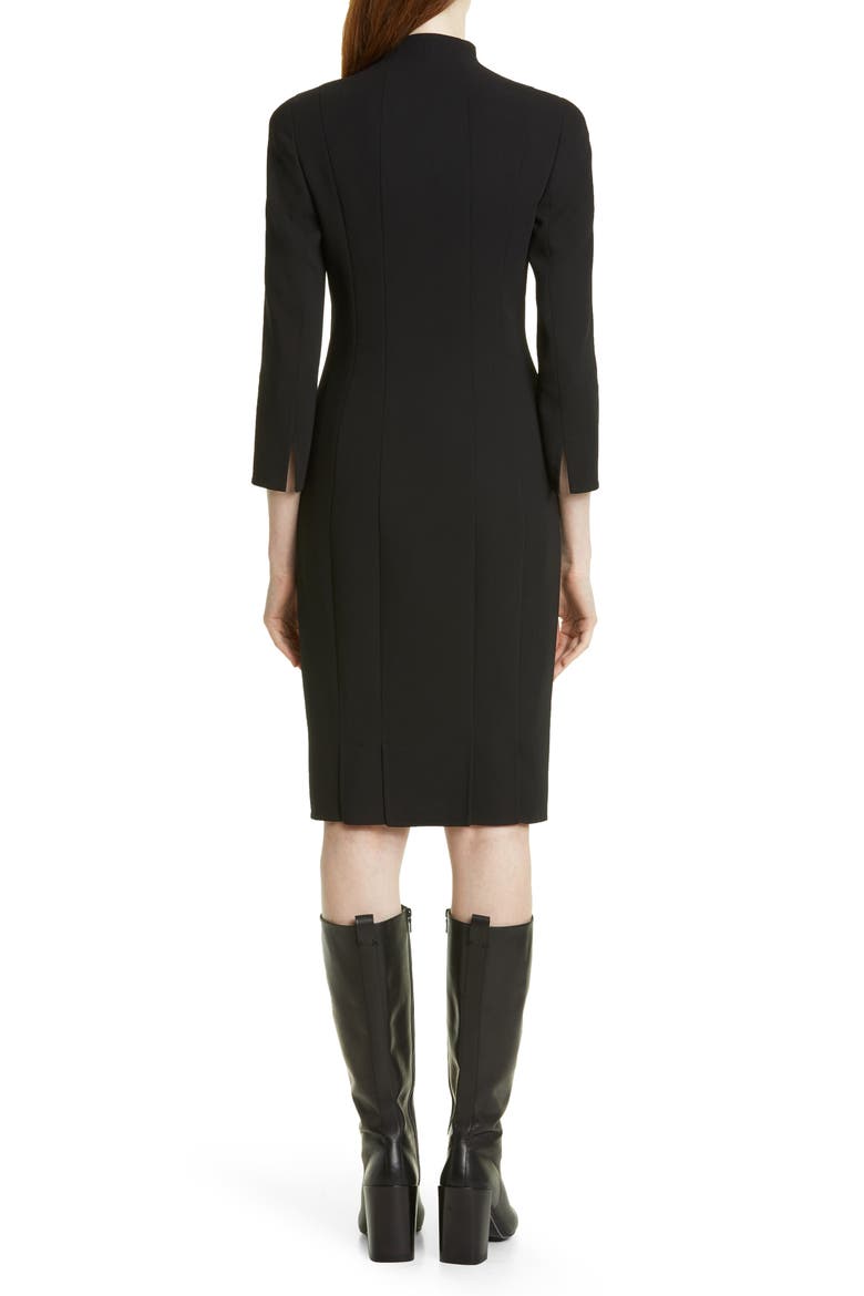 Belted Long Sleeve Wool Blend Dress