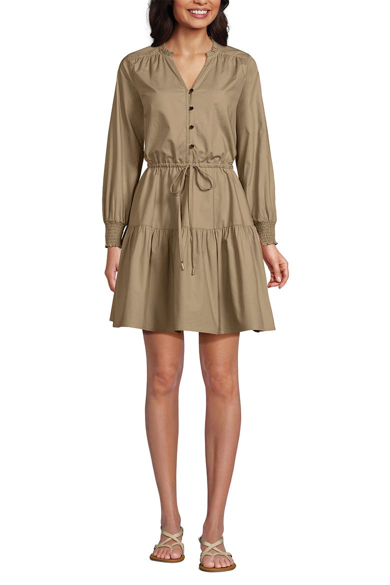 Long Sleeve Cotton Poplin Mini Popover Dress