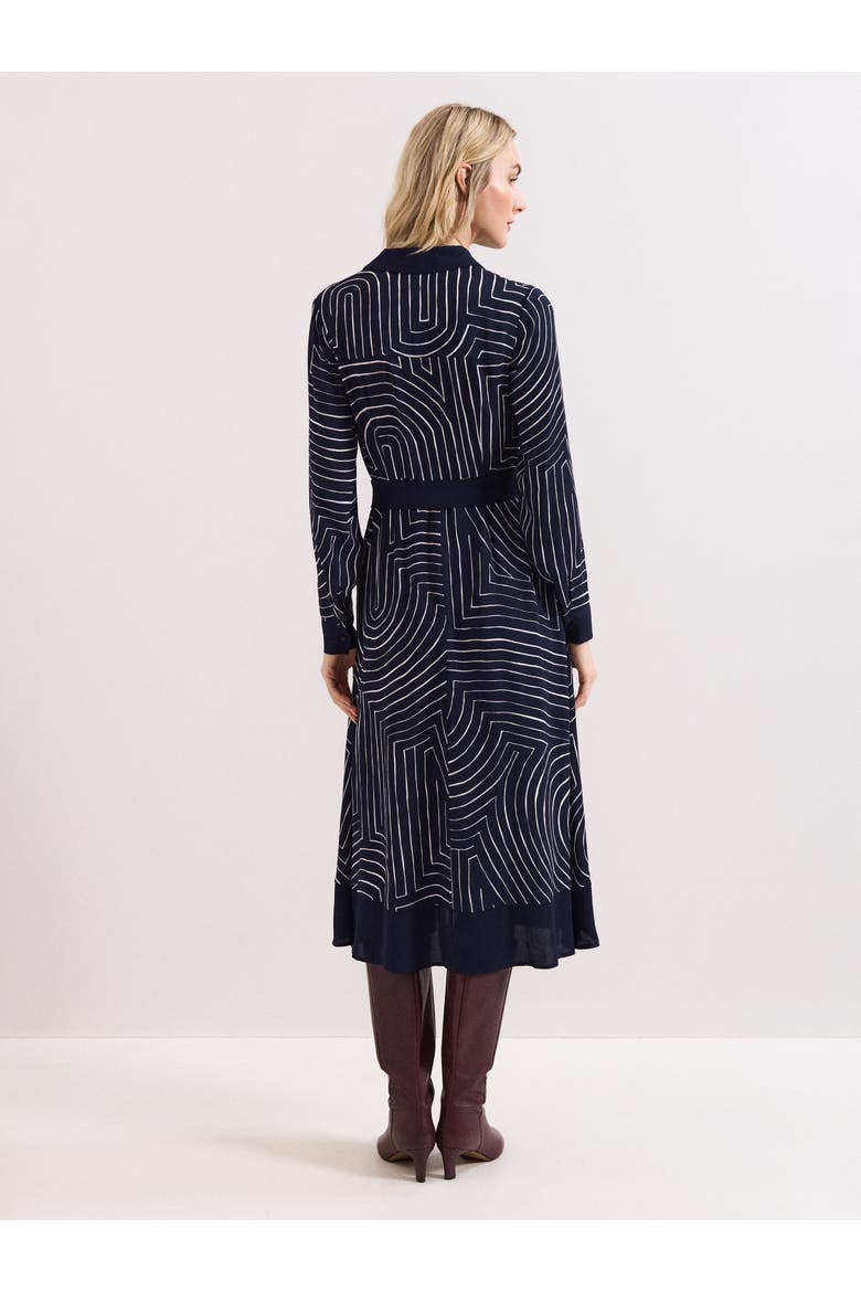 Charlotte Long-Sleeve Belted Midi Dress