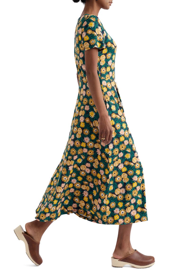 Veronica Floral Stretch Organic Cotton Midi Dress