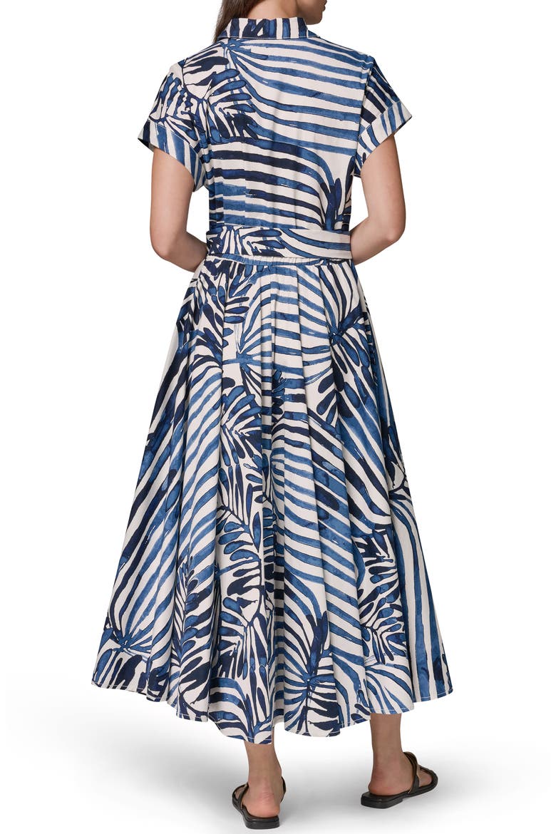 Tie Waist Short Sleeve Stretch Cotton Midi Shirtdress