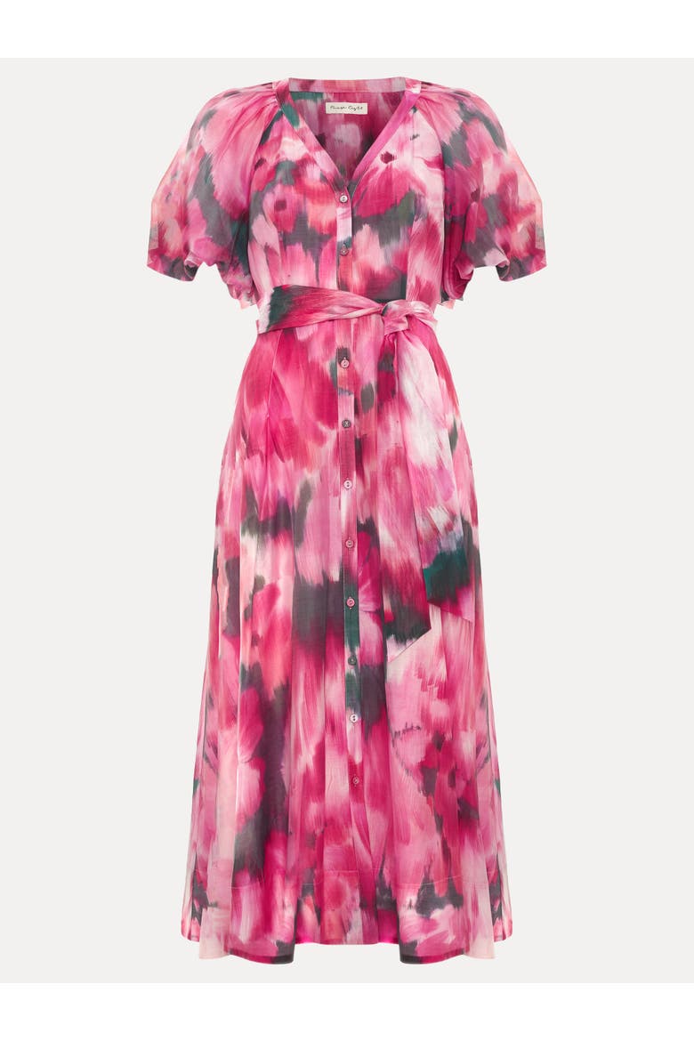 Caterina Puff Sleeve V-Neck Shirt Dress