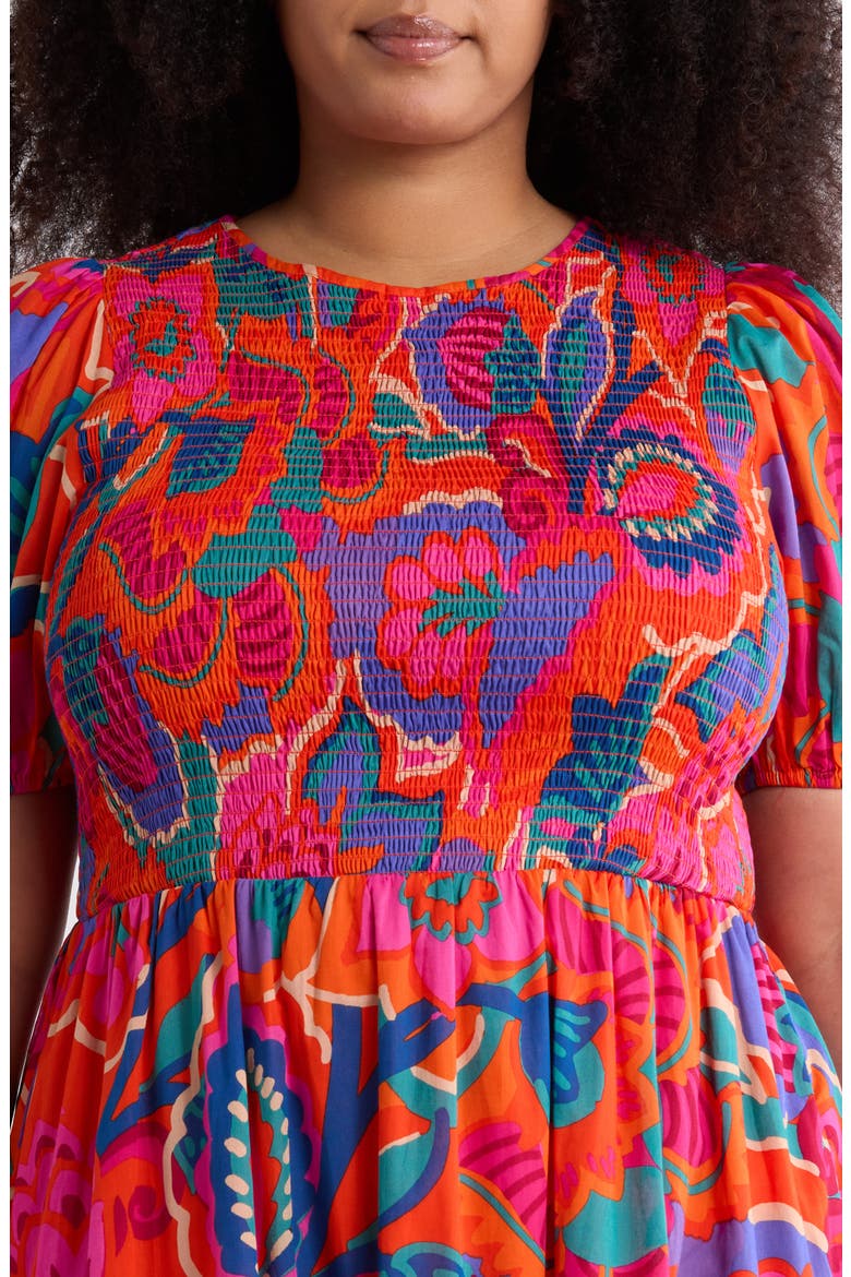 Kahlia Tropics Aruba Smocked Midi Dress