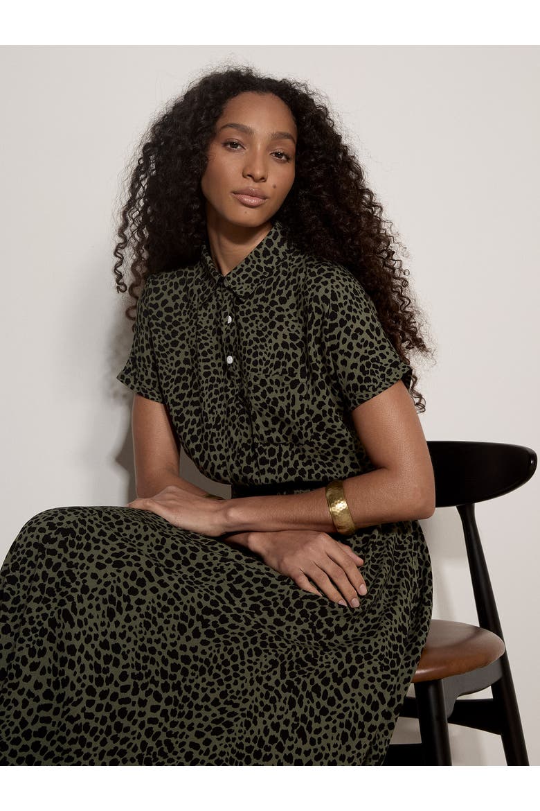 Mono Dense Spot Shirt Midi Dress