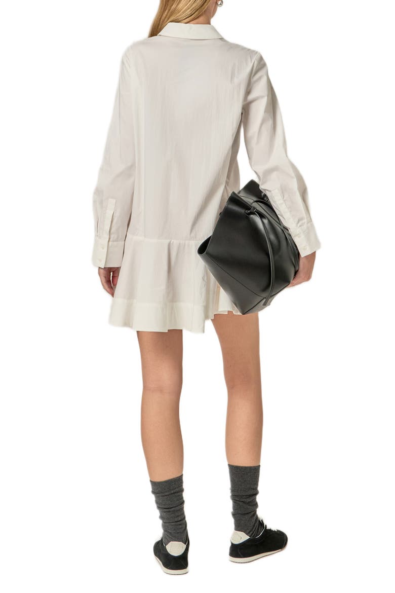 Ruffle Hem Long Sleeve Mini Shirtdress