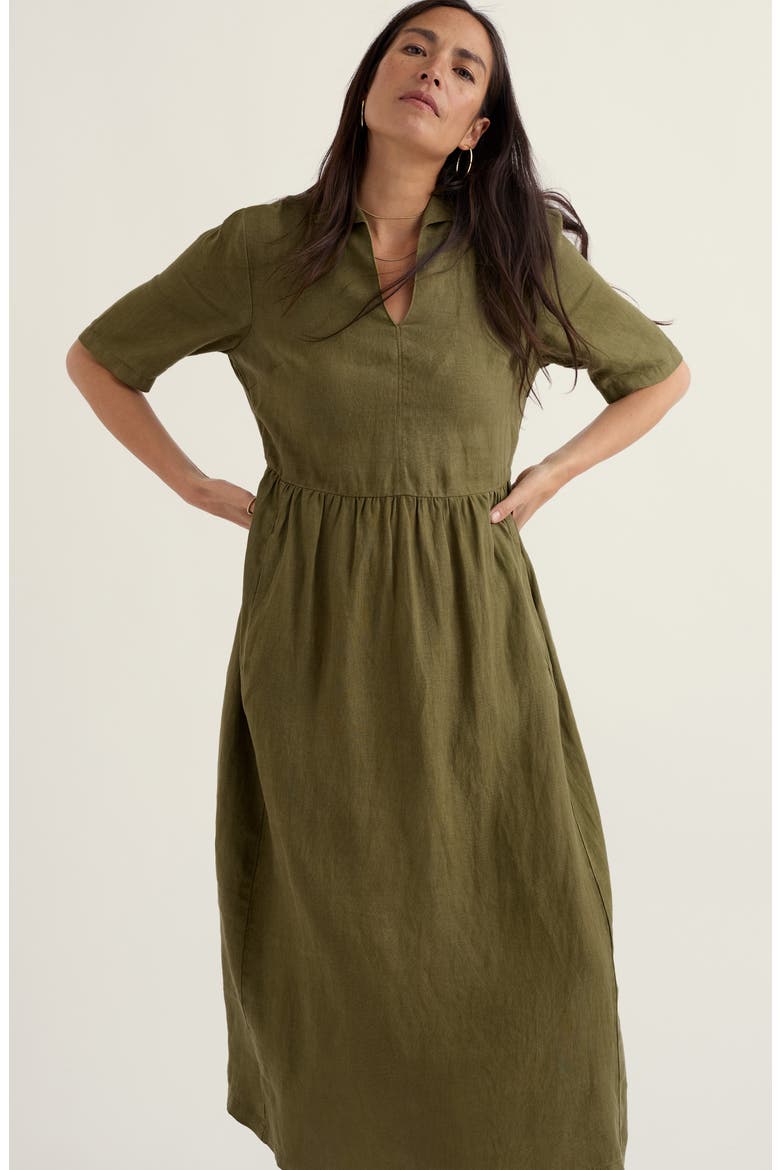 Fen Violet Linen Midi Shirtdress