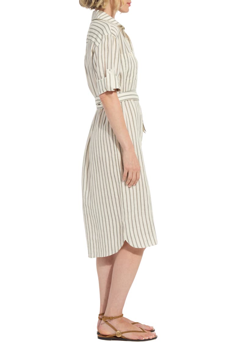 Juniper Stripe Belted Linen Shirtdress