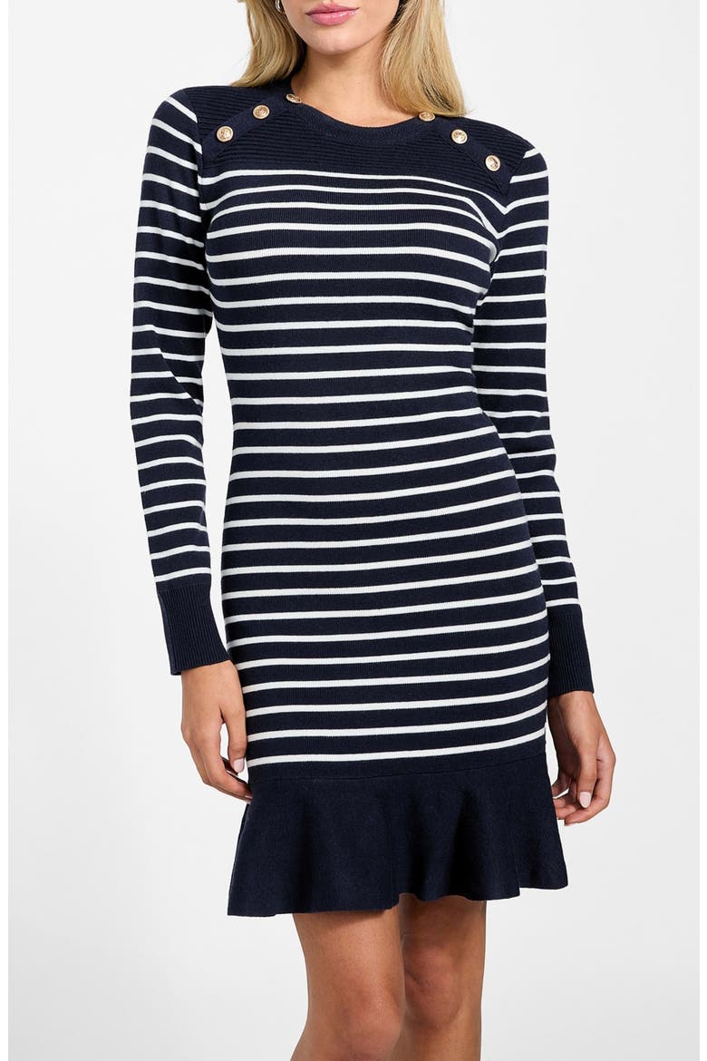 Helen Stripe Long Sleeve Sweater Dress