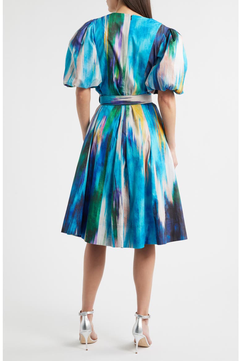 Miriam Ikat Print Belted Cotton Dress
