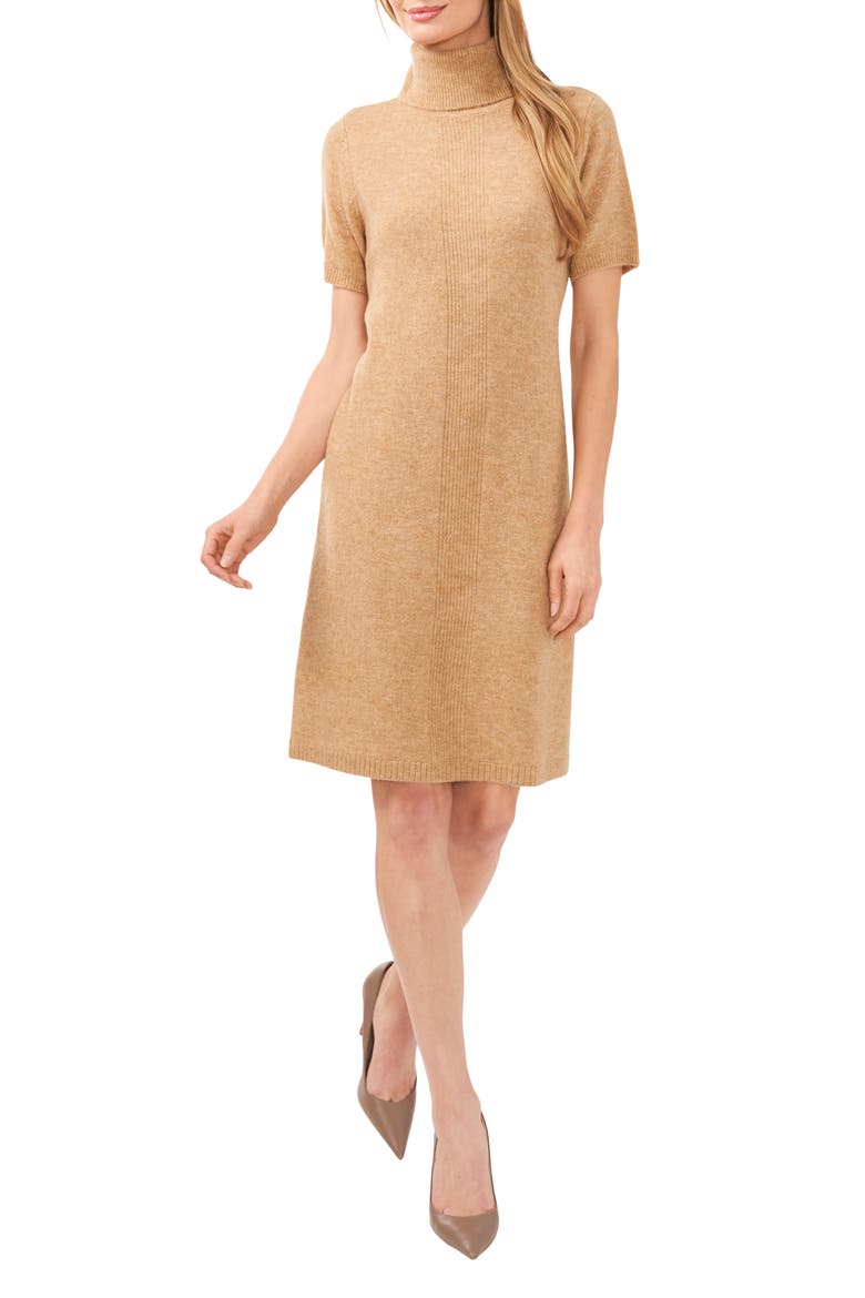 Short Sleeve Turtleneck Sweater Dress
