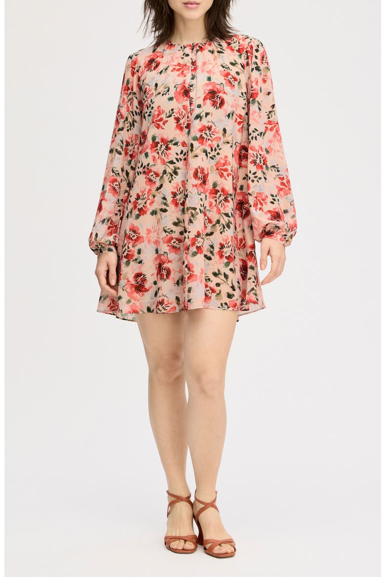 Floral Long Sleeve Shift Minidress