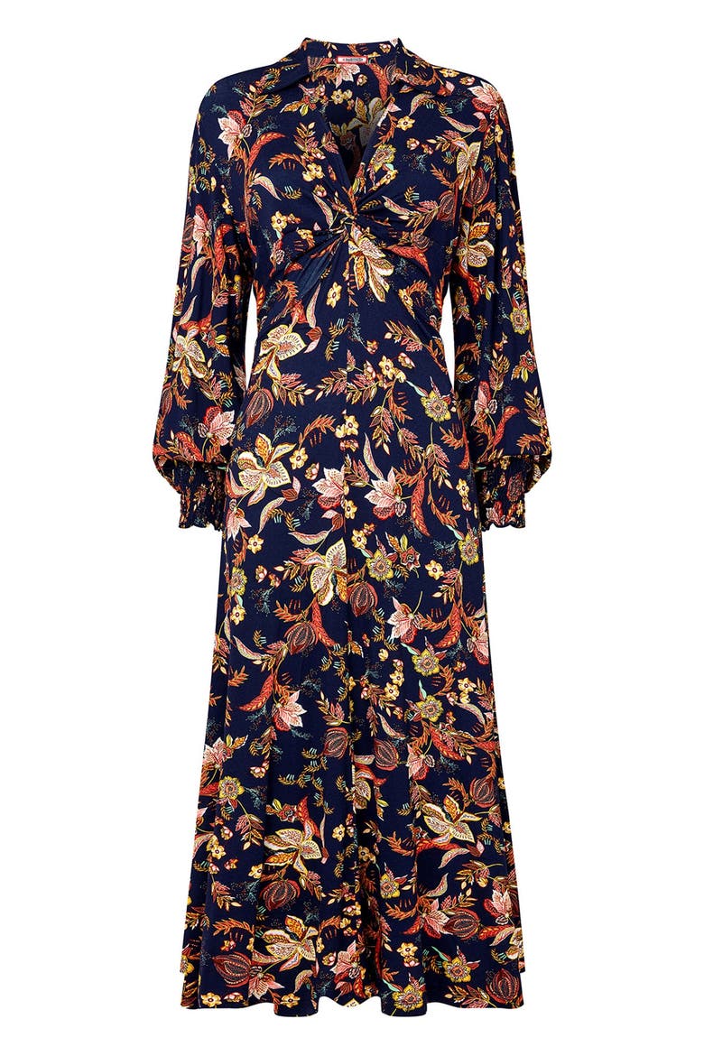 Stretch Knit Knot Front Midi Dress