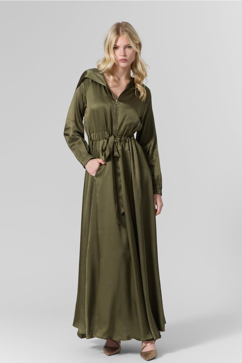 Silk Hooded Maxi Dress