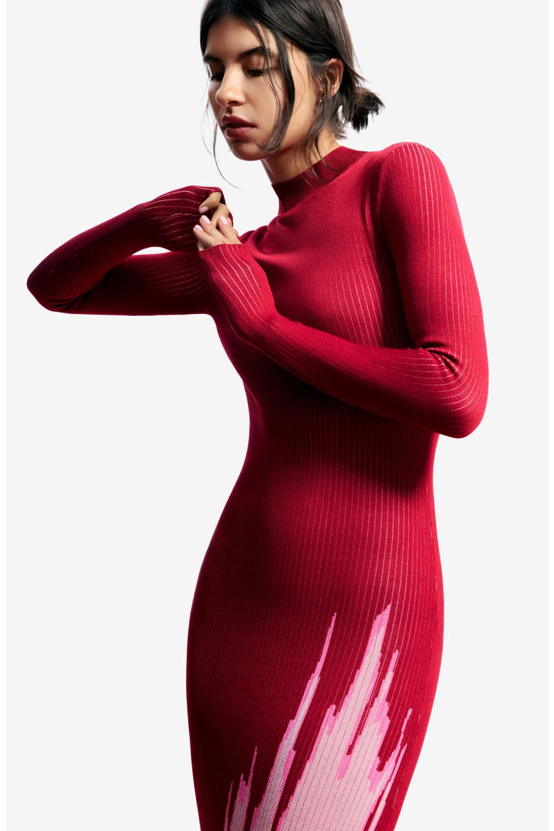 Mock Neck Maxi Ombré Sweater Dress