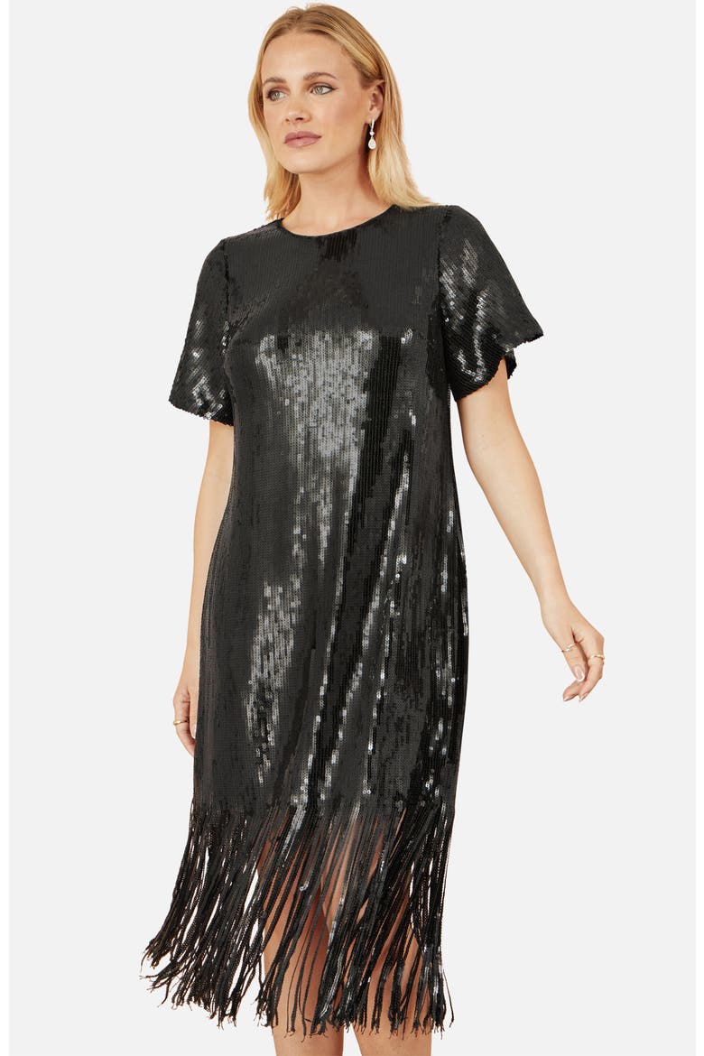 Sequin Tassels Hem Midi Tunic Dress