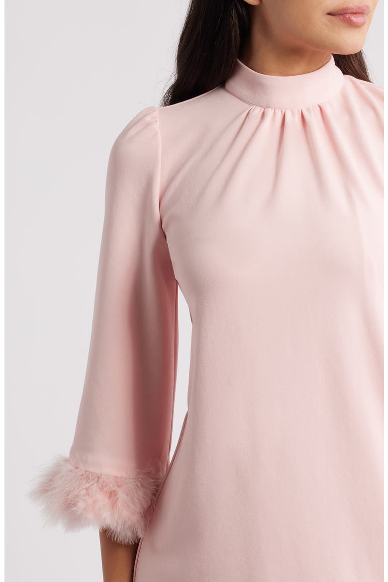 Feather Trim Sheath Dress