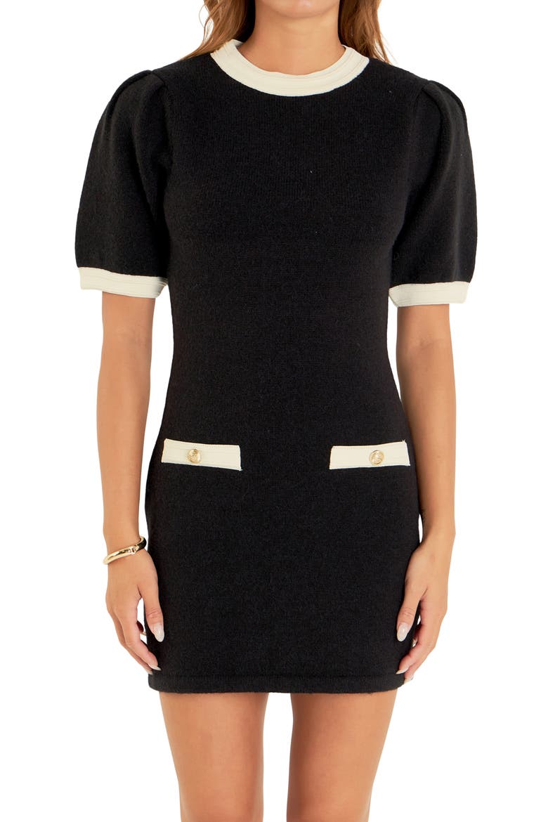 Contrast Trim Sweater Minidress