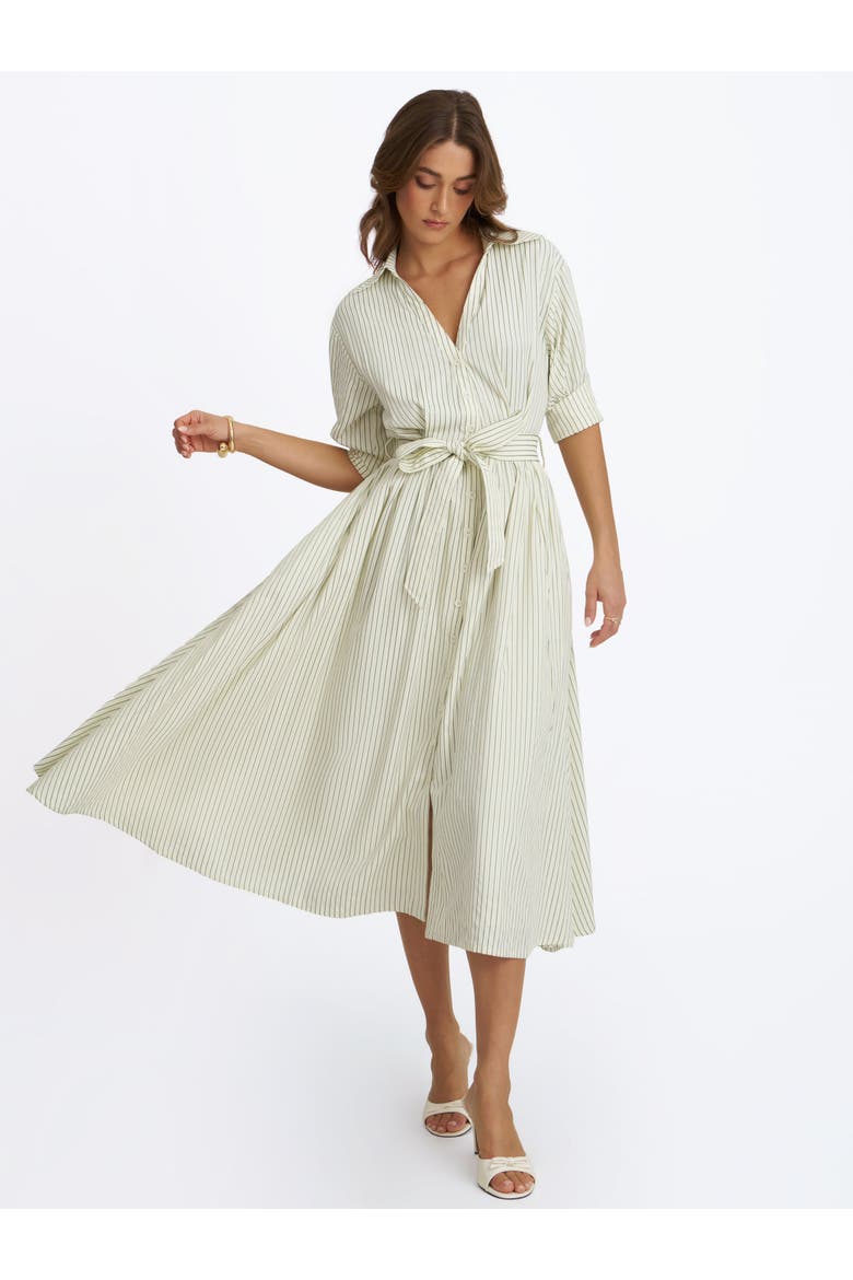Danica Poplin Striped Shirt Midi Dress