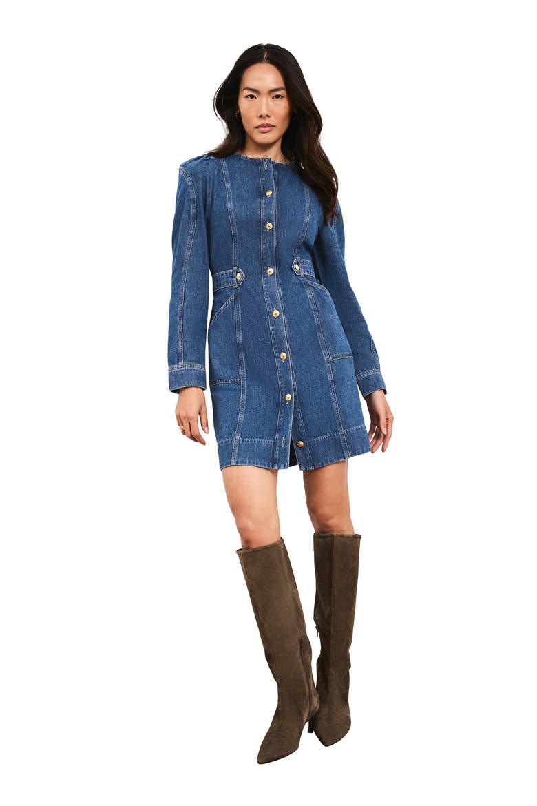 Denim Puff Sleeve Mini Dress