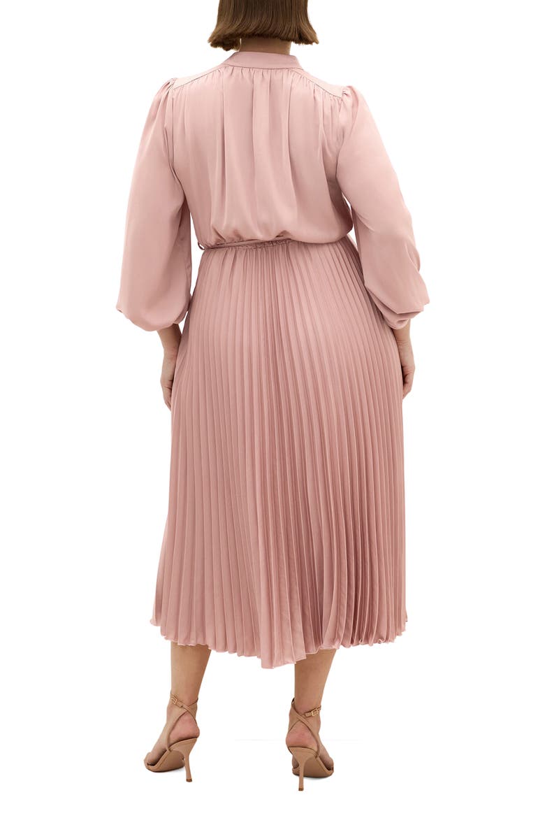 Haley Pleated Long Sleeve Midi Dress