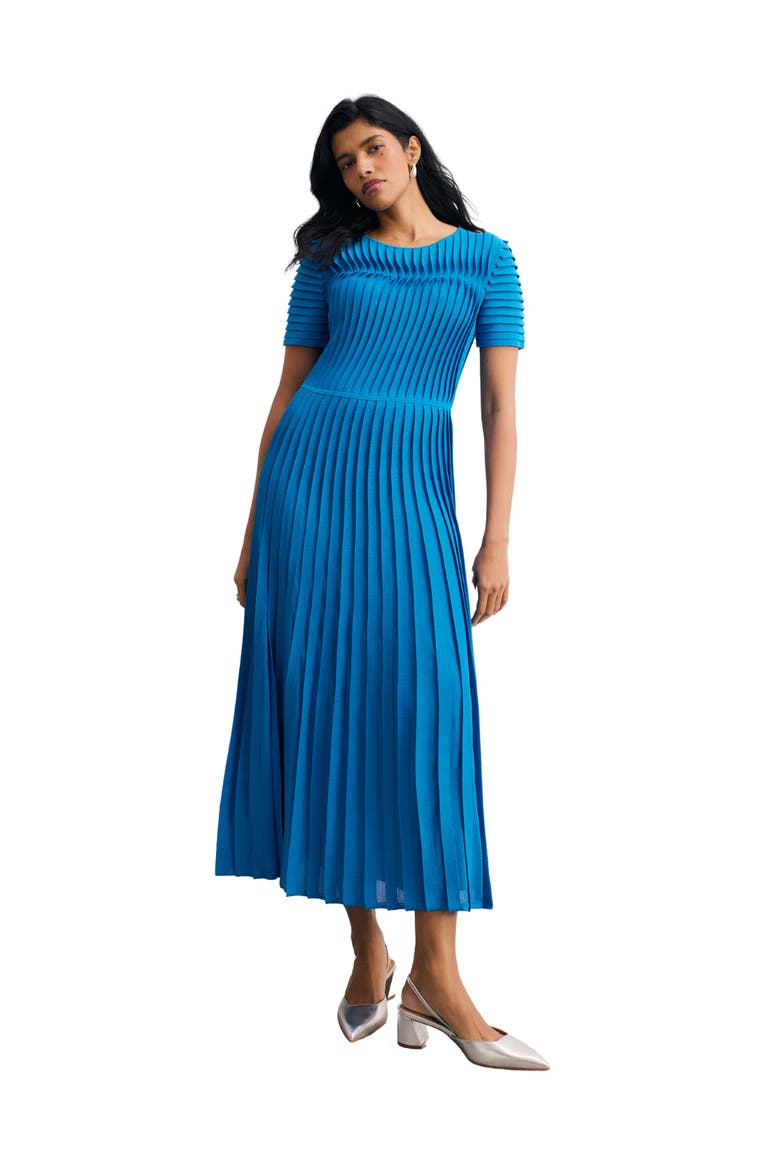 Allegra Stretch Knit Pleated Midi Dress