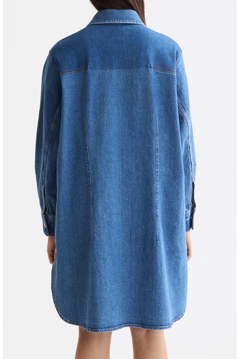 Long Sleeve Washed Denim Mini Shirtdress