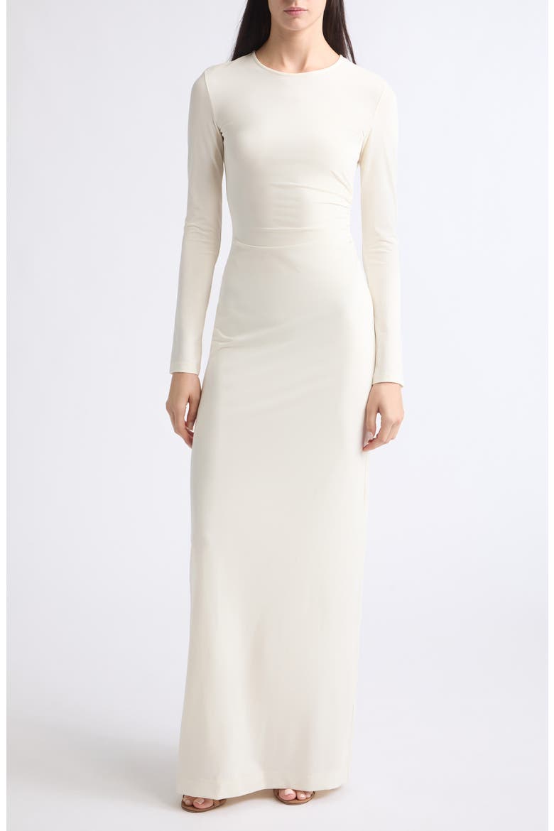 Long Sleeve Jersey Ruched Maxi Dress