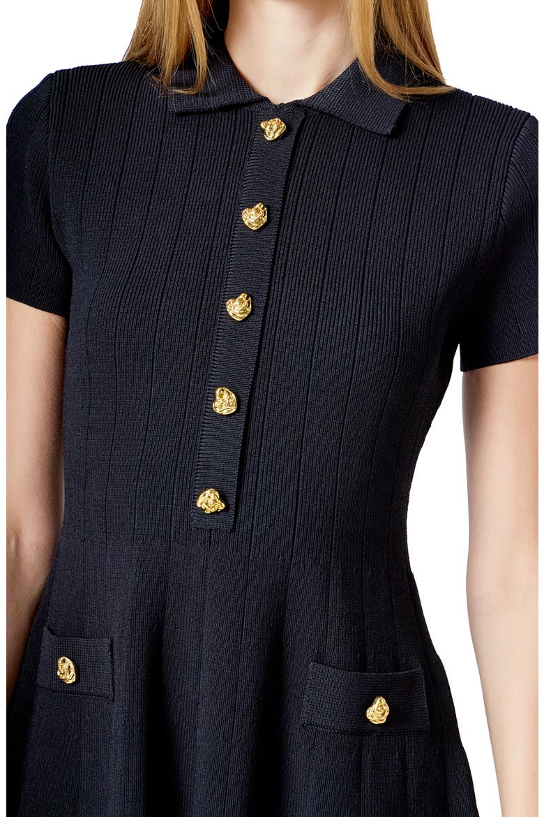 Rib Jewel Button Fit & Flare Minidress