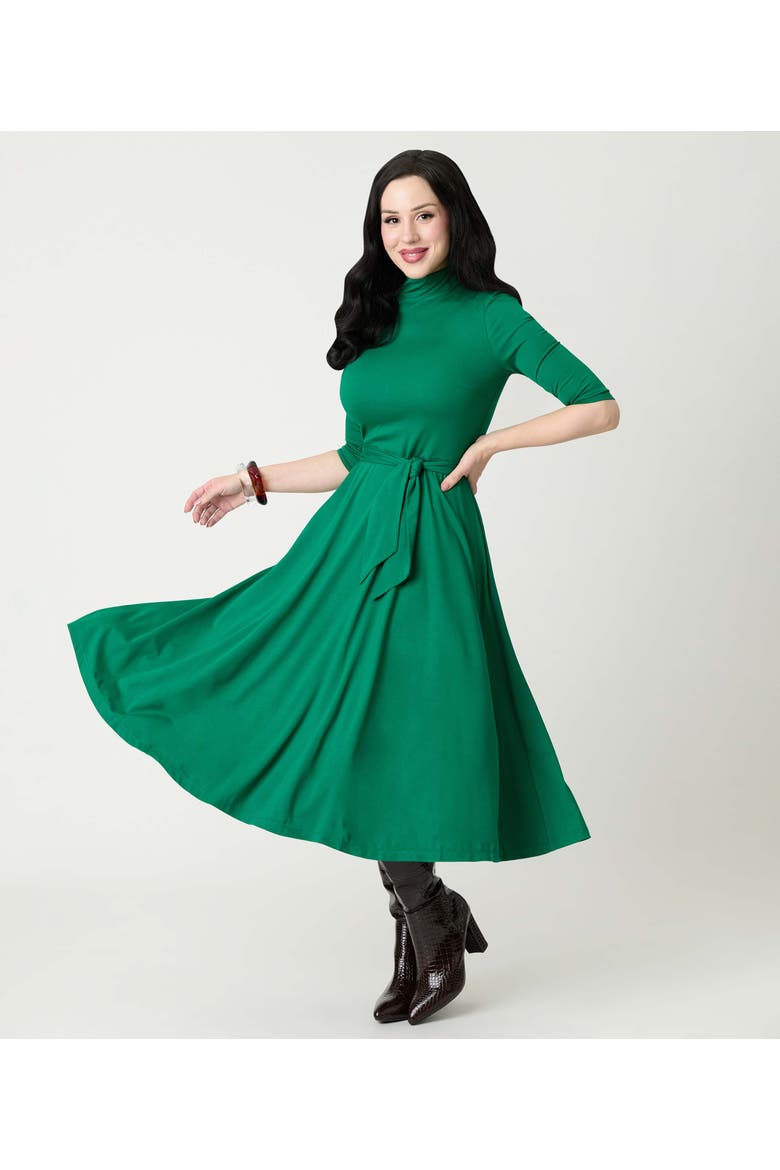 1950s Turtleneck Midi Dress