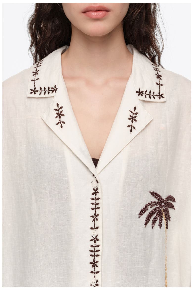 Linen Palm Tree Shirt Dress