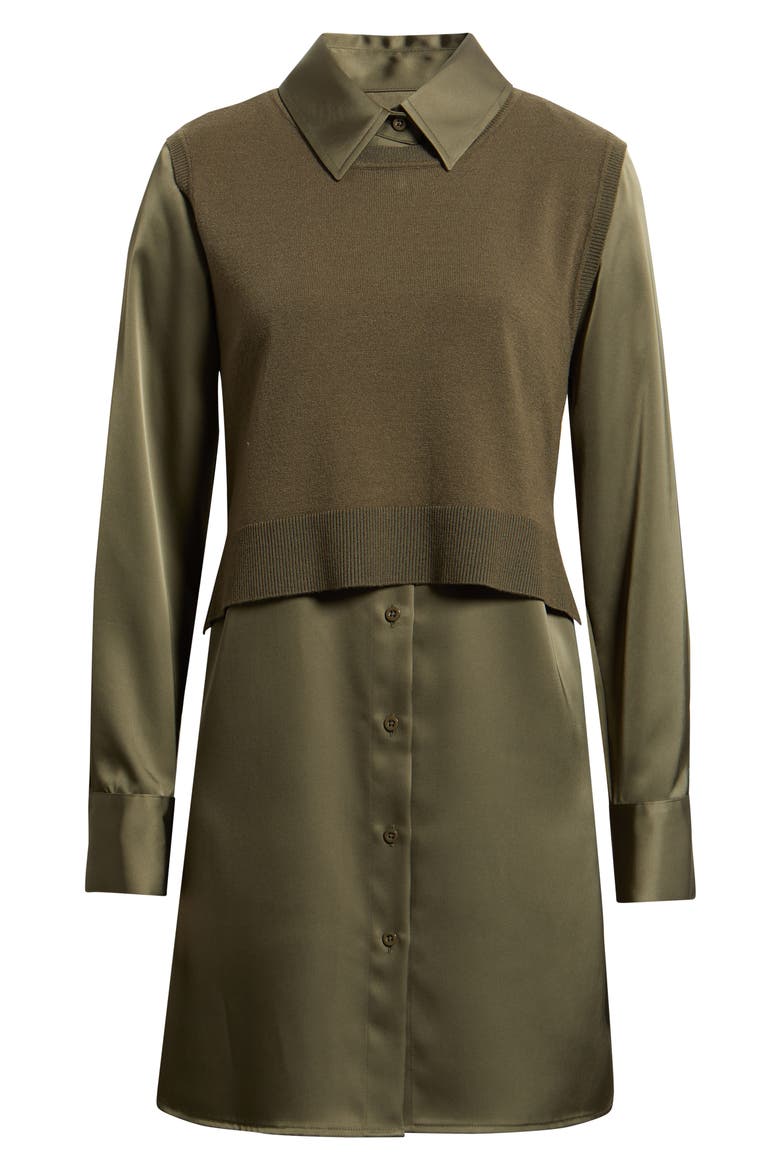 Layered Long Sleeve Shirtdress