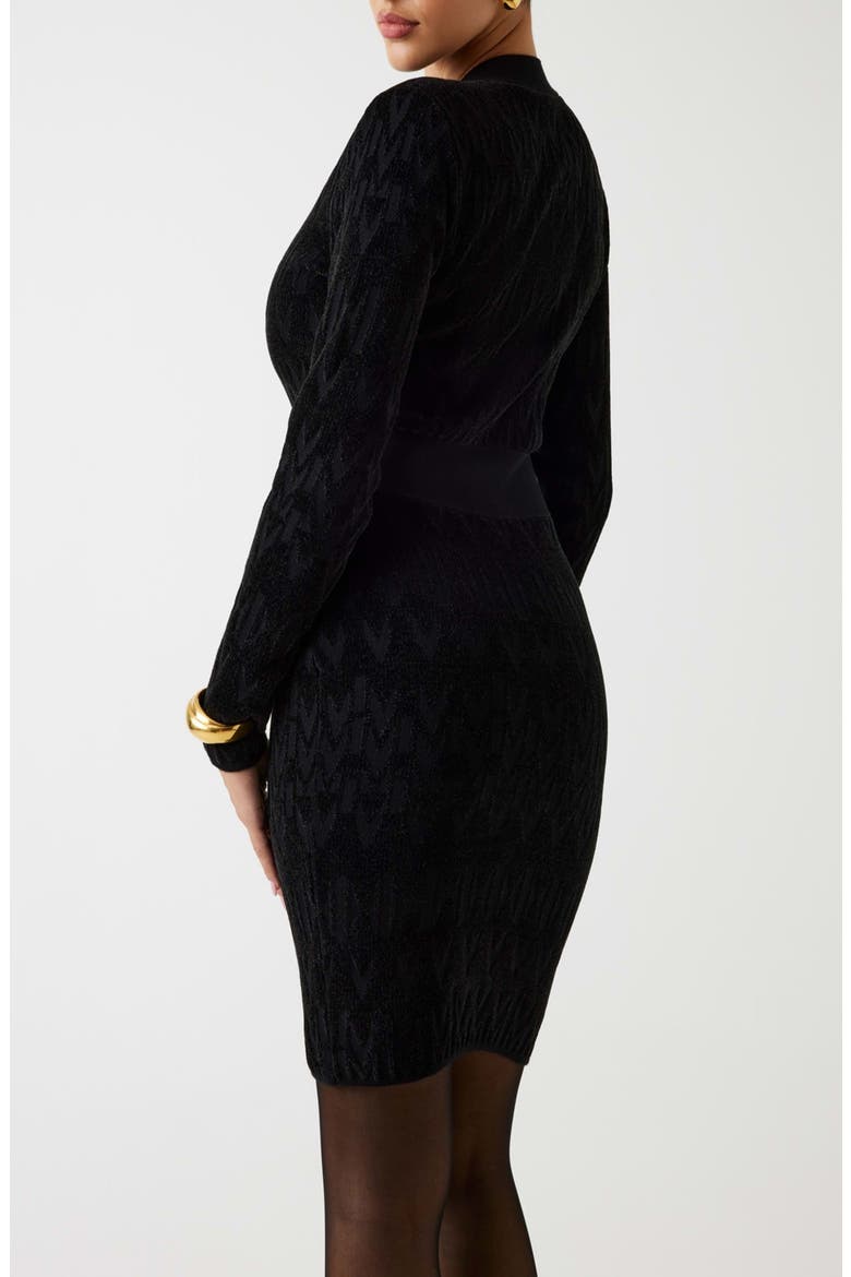 Adele Logo Jacquard Long Sleeve Chenille Sweater Dress