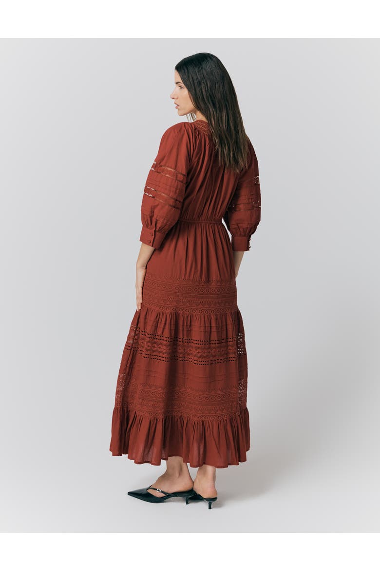 Leoni Lace Trim Cotton Midi Dress