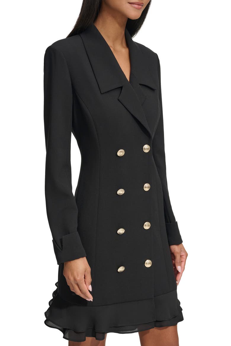 Double Breasted Long Sleeve Scuba Crepe Blazer Dress