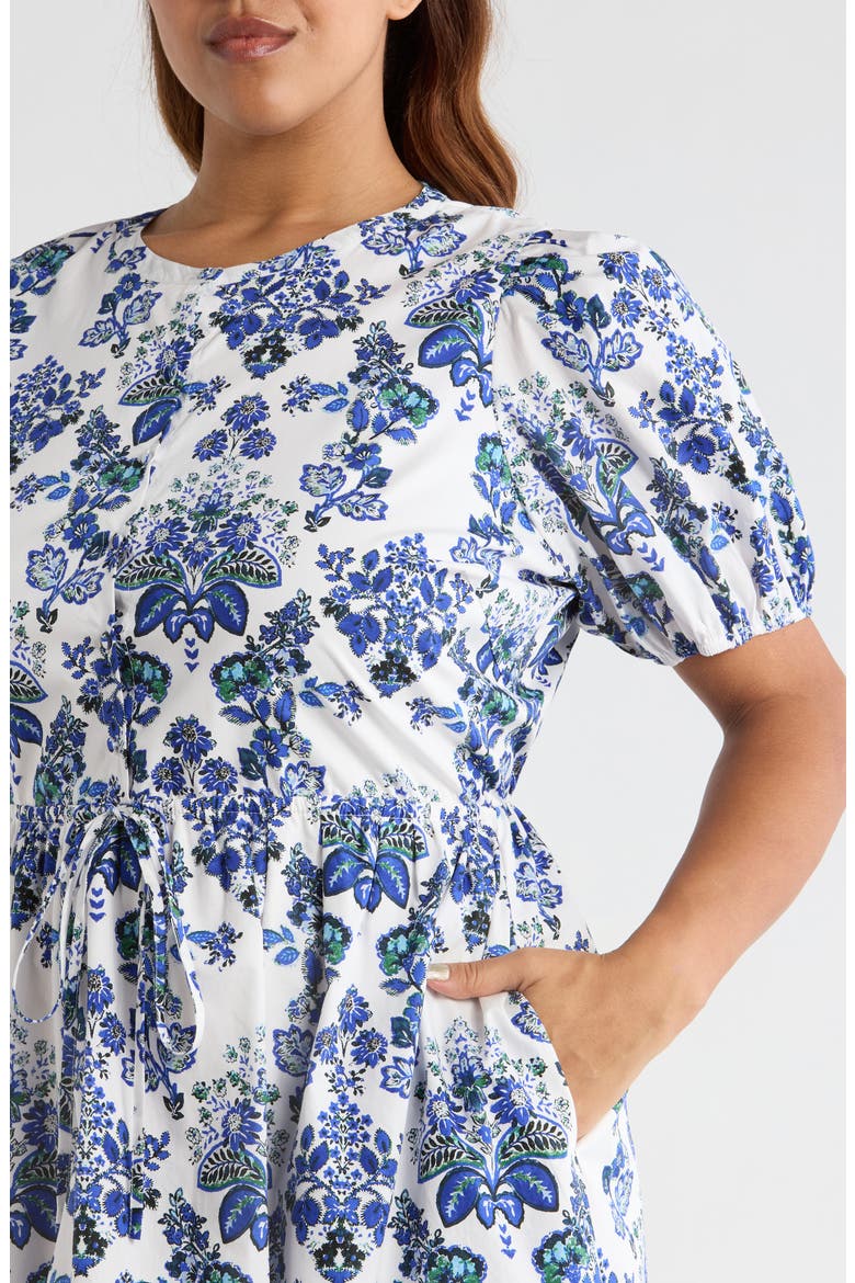 Viara Floral Alba Drawstring Waist Cotton Minidress