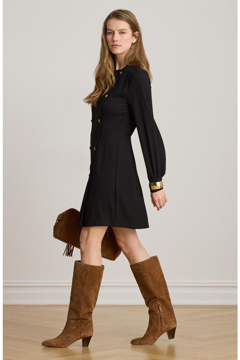 Long Sleeve Double Breasted Georgette Coat Dress