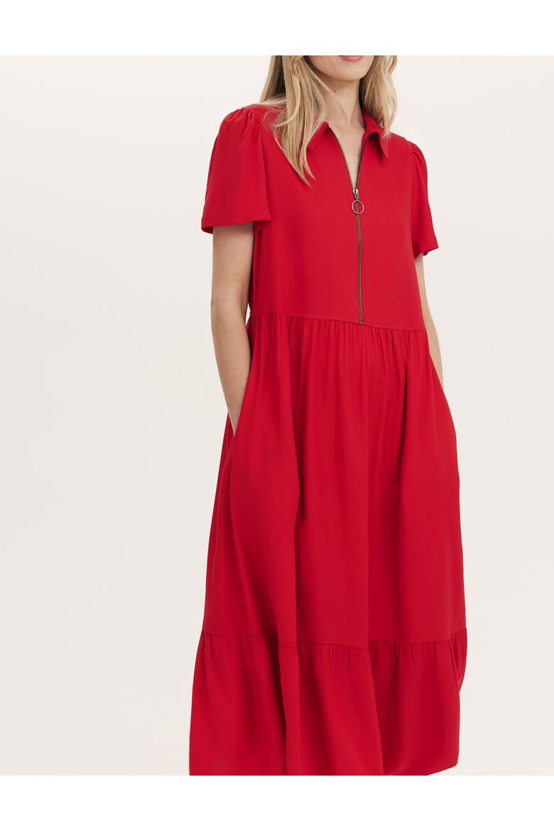 Orion Zip Front Midi Shirt Dress