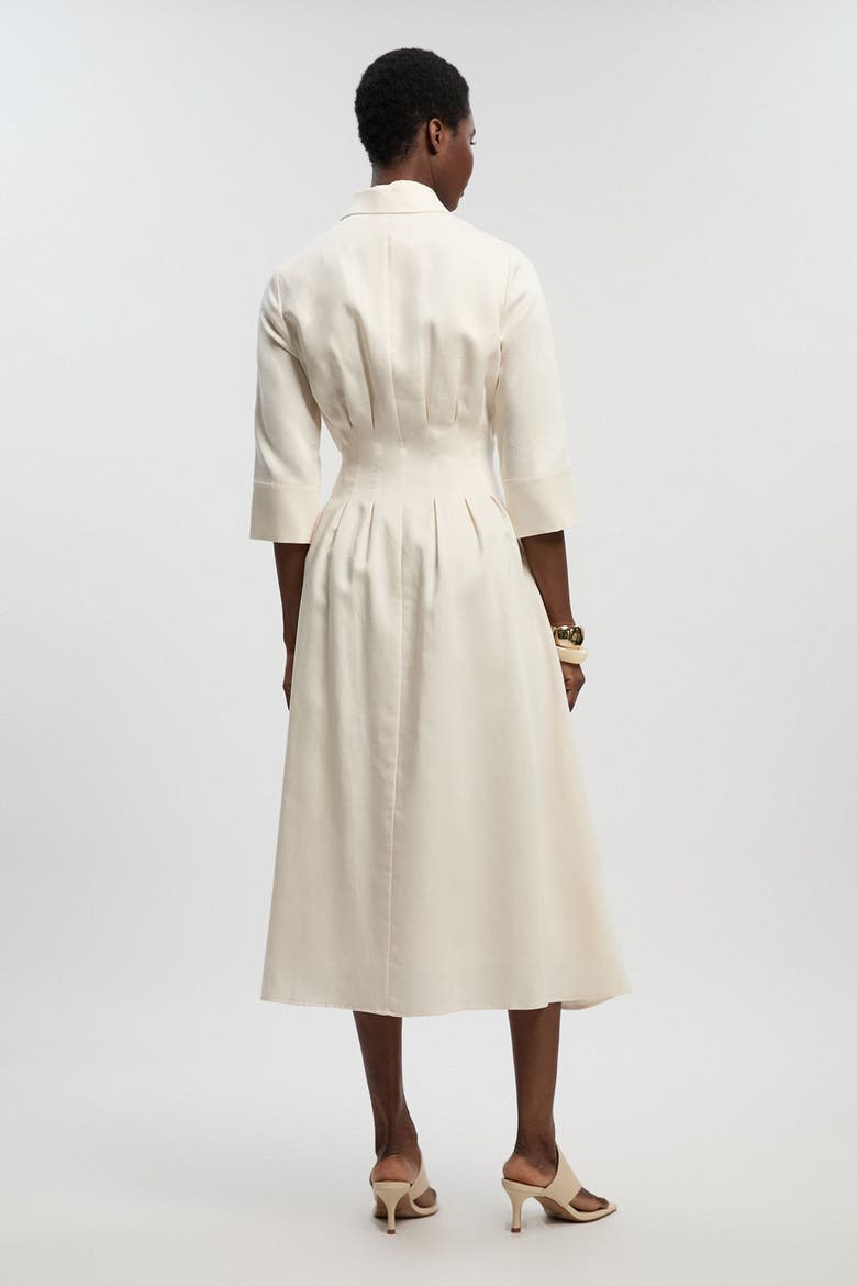 Tailored Linen Darted Waist Midi Dress