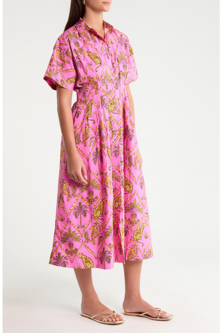 Wilderra Pleated Cotton Midi Shirtdress