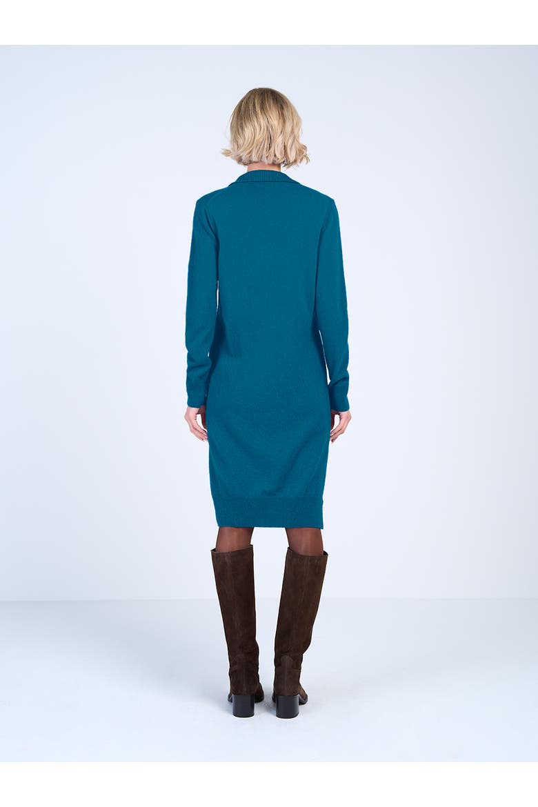 Trophy Neck Wool Shirt Dress
