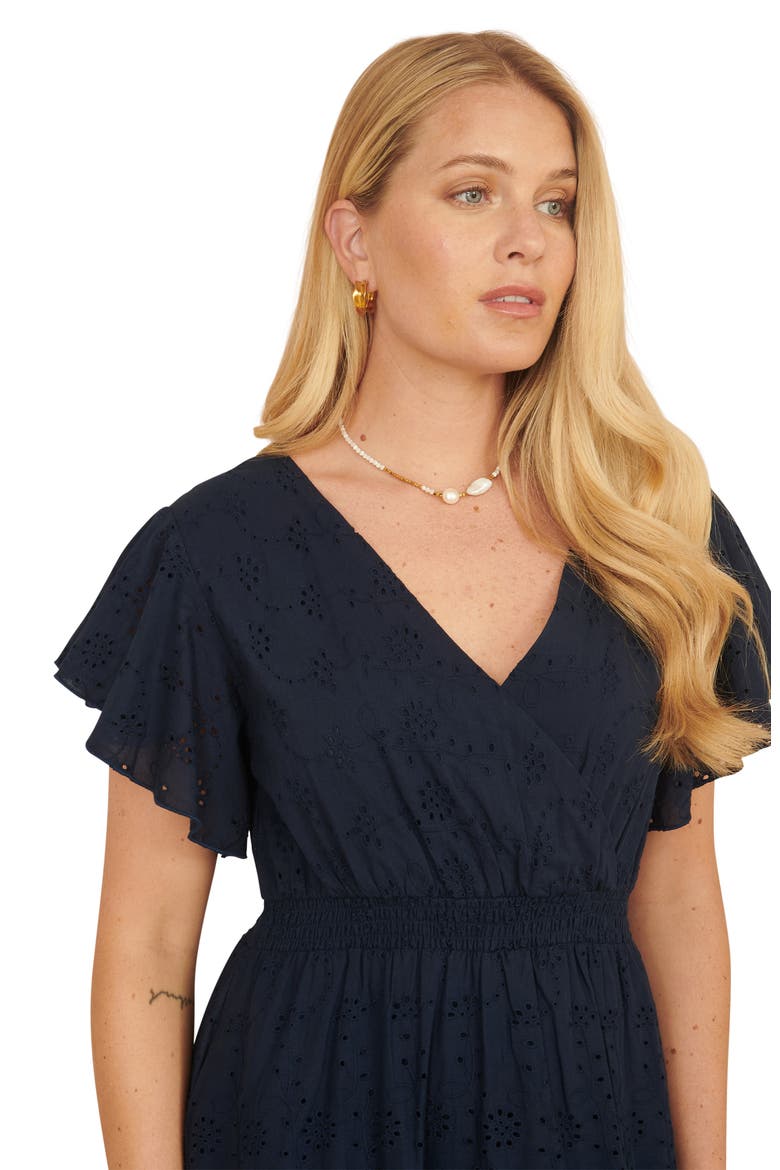 Cotton Broderie Anglaise Wrap Midi Dress